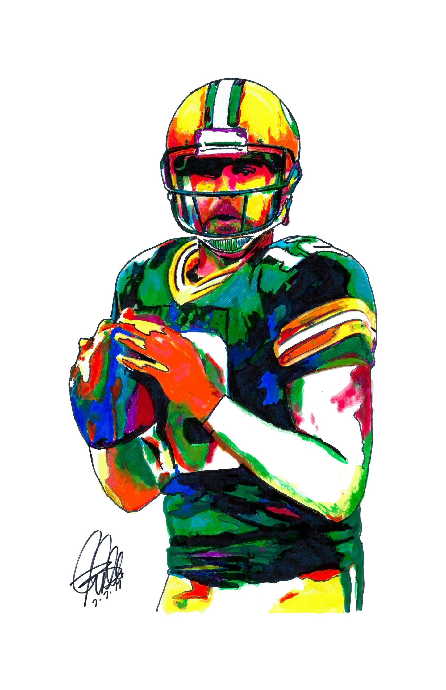 Aaron Rodgers Green Bay Packers QB Football Sports Poster Print Wall Art 11x17