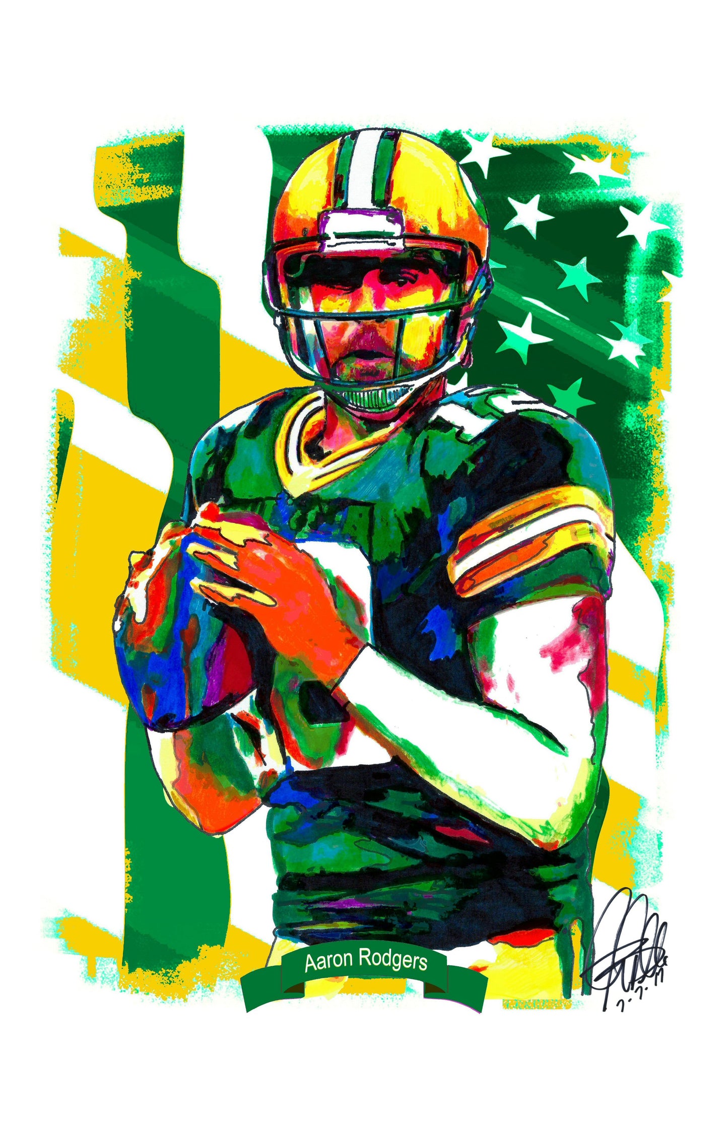 Aaron Rodgers Green Bay Packers Football Sports Print Poster Wall Art 11x17