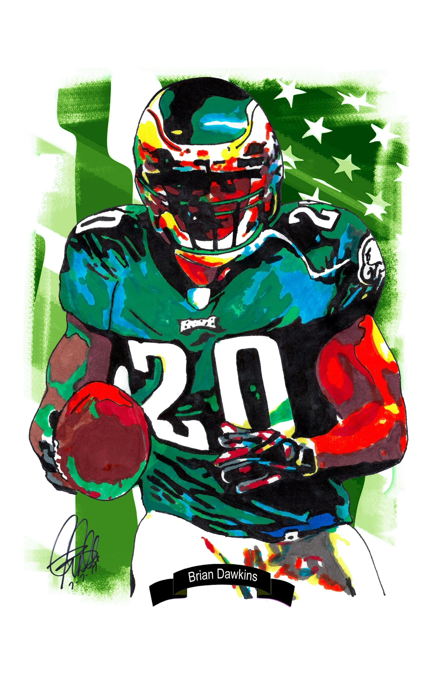 Brian Dawkins Philadelphia Eagles Football Safety Poster Print Wall Art 11x17