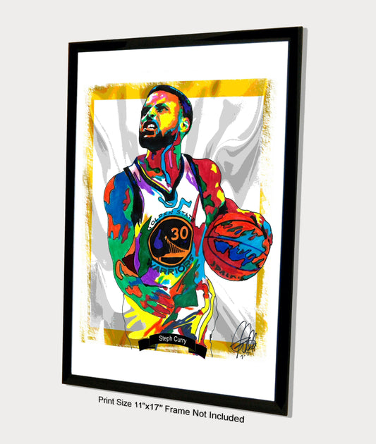 Steph Curry Golden State Warriors Basketball Poster Print Wall Art 11x17