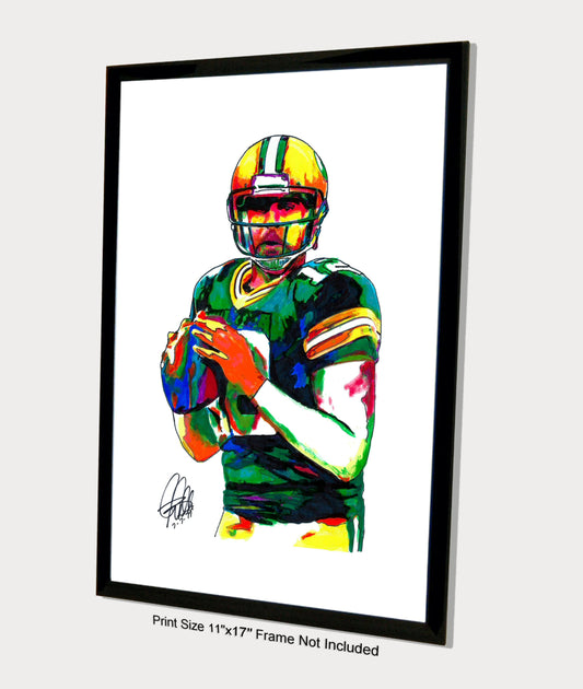 Aaron Rodgers Green Bay Packers QB Football Sports Poster Print Wall Art 11x17