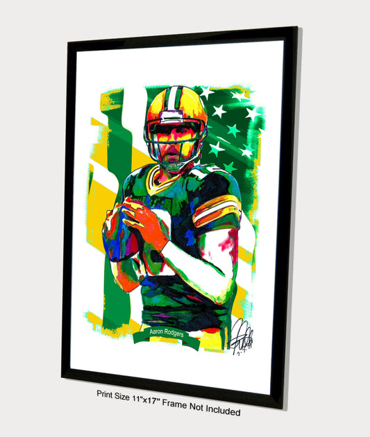 Aaron Rodgers Green Bay Packers Football Sports Print Poster Wall Art 11x17