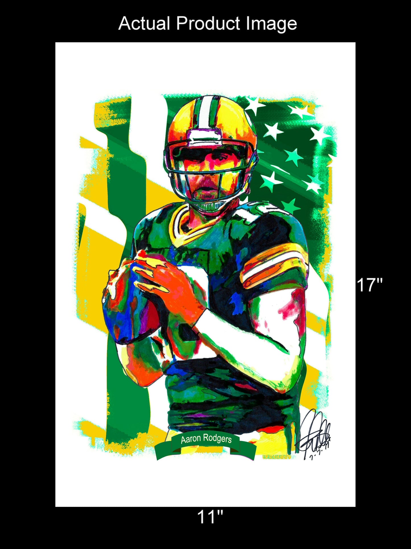 Aaron Rodgers Green Bay Packers Football Sports Print Poster Wall Art 11x17