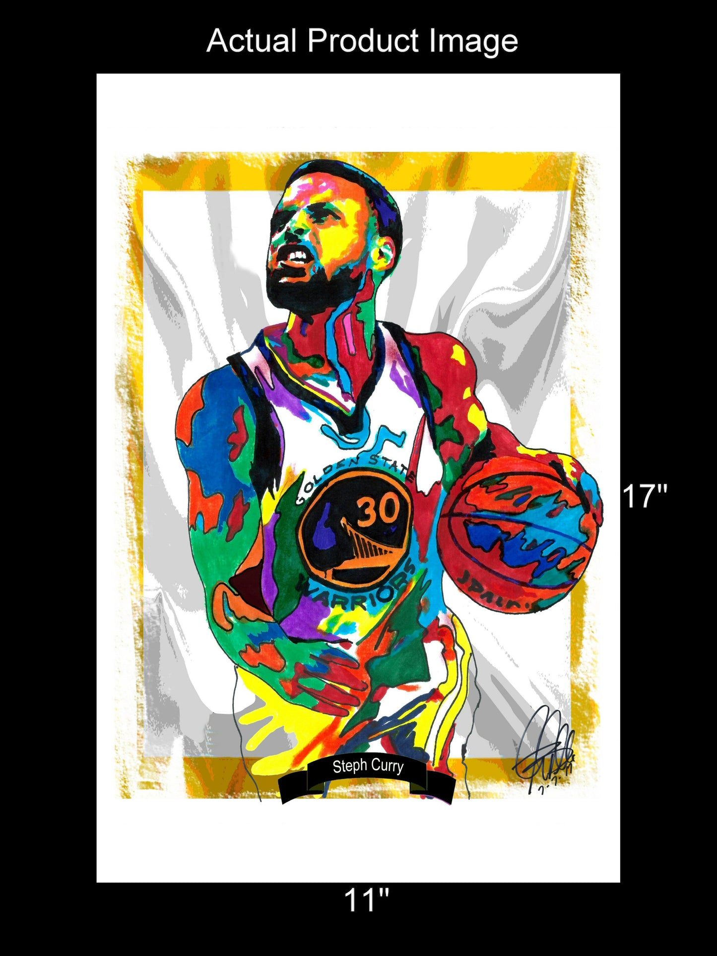 Steph Curry Golden State Warriors Basketball Poster Print Wall Art 11x17