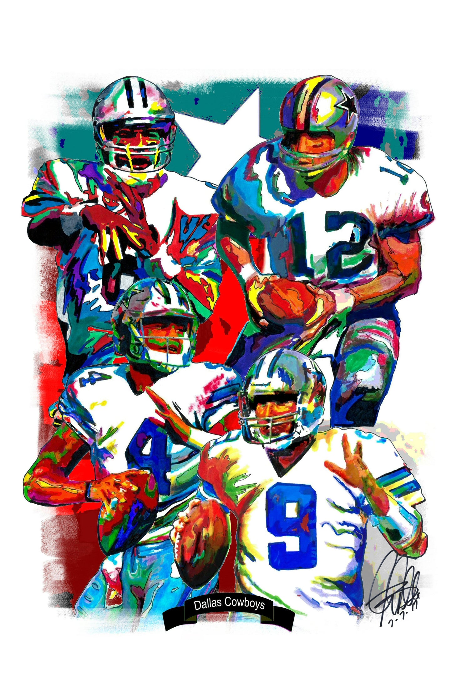 Dallas Cowboys Aikman Staubach Prescott Romo Sports Poster Print Wall Art 11x17