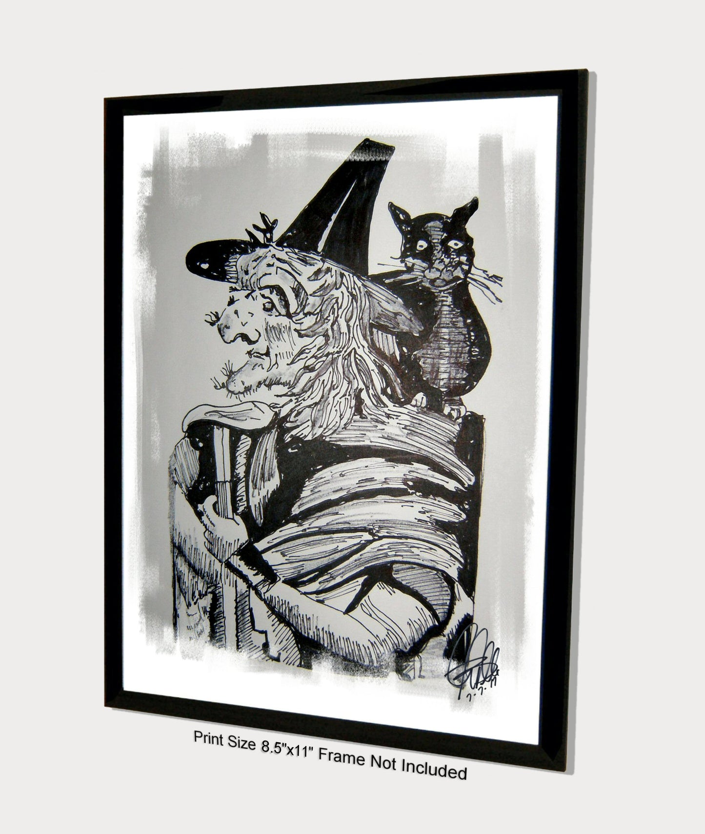 Witch and Black Cat Halloween Print Poster Wall Art 8.5x11