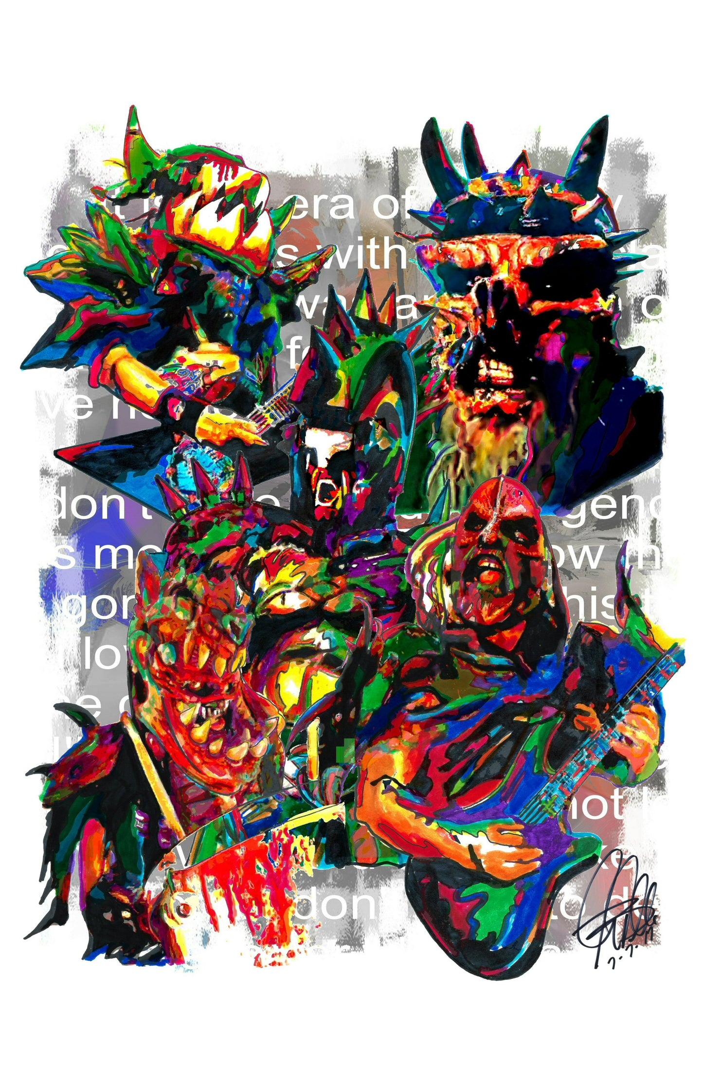 GWAR Oderus Beefcake Balsac Flattus Jizmak Music Print Poster Wall Art 11x17