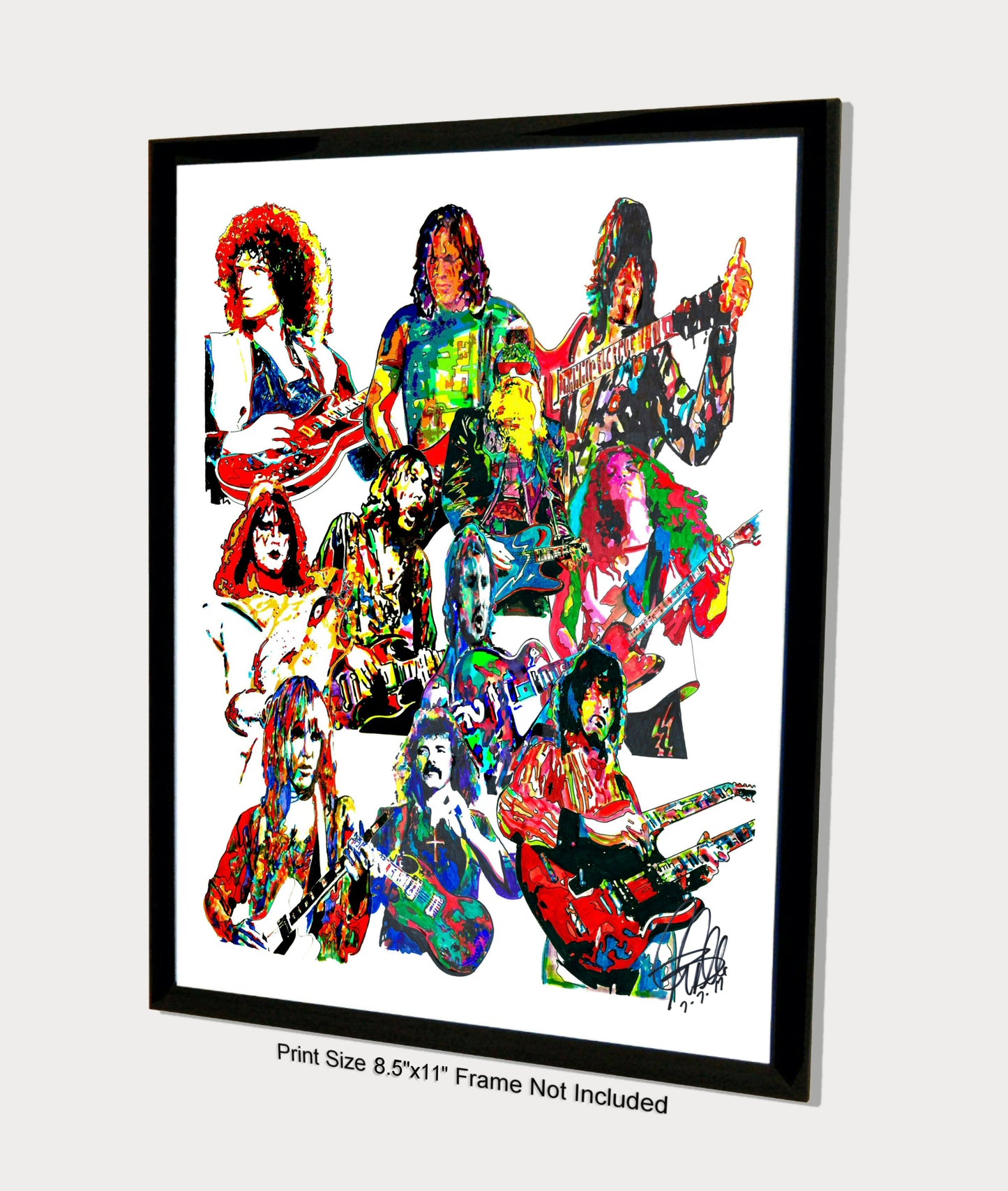 70s Guitar Players Jimmy Page Duane Allman Music Print Poster Wall Art 8.5x11