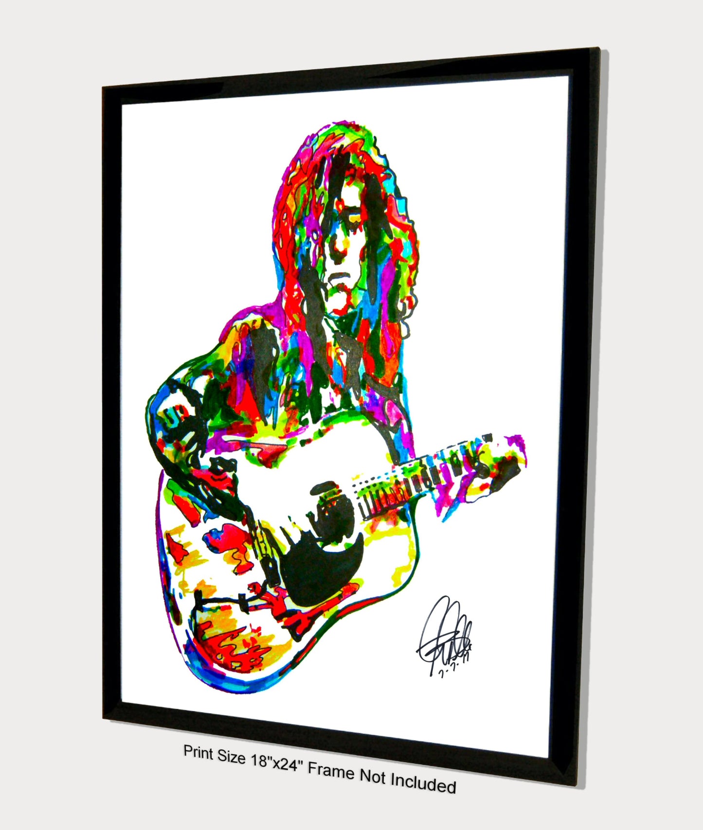 Jimmy Page Led Zeppelin Acoustic Music Print Poster Wall Art 18x24