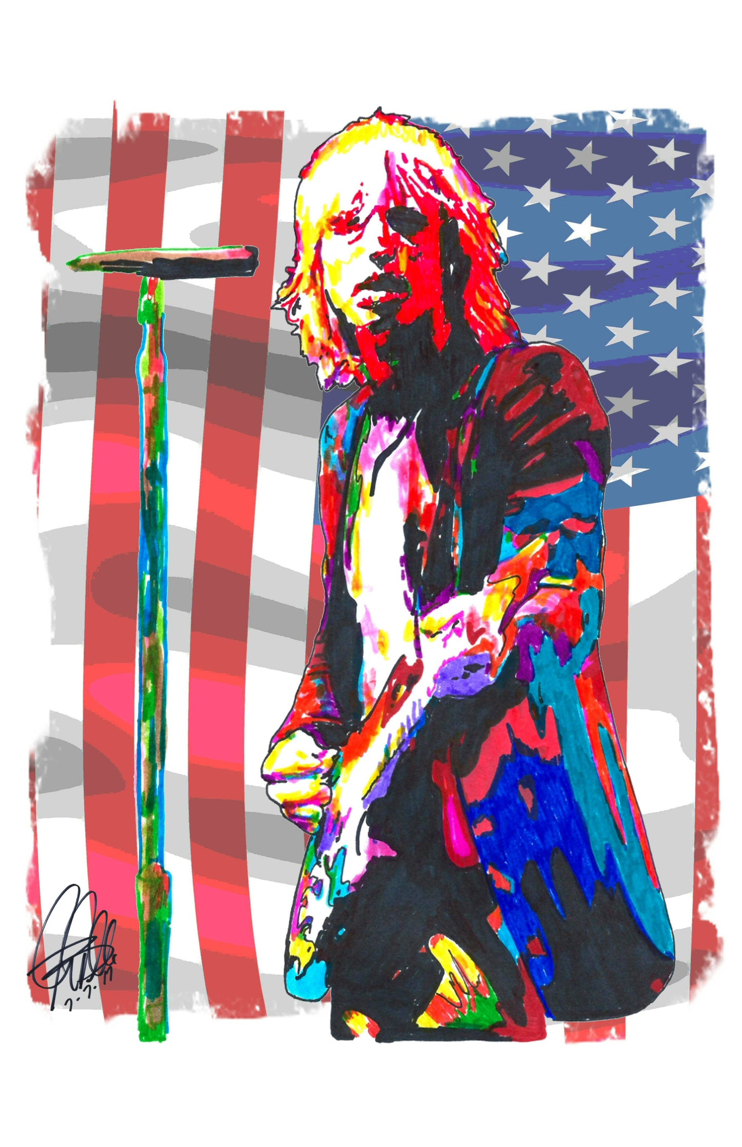 Tom Petty Heartbreakers Guitar Rock Music Poster Print Wall Art 11x17