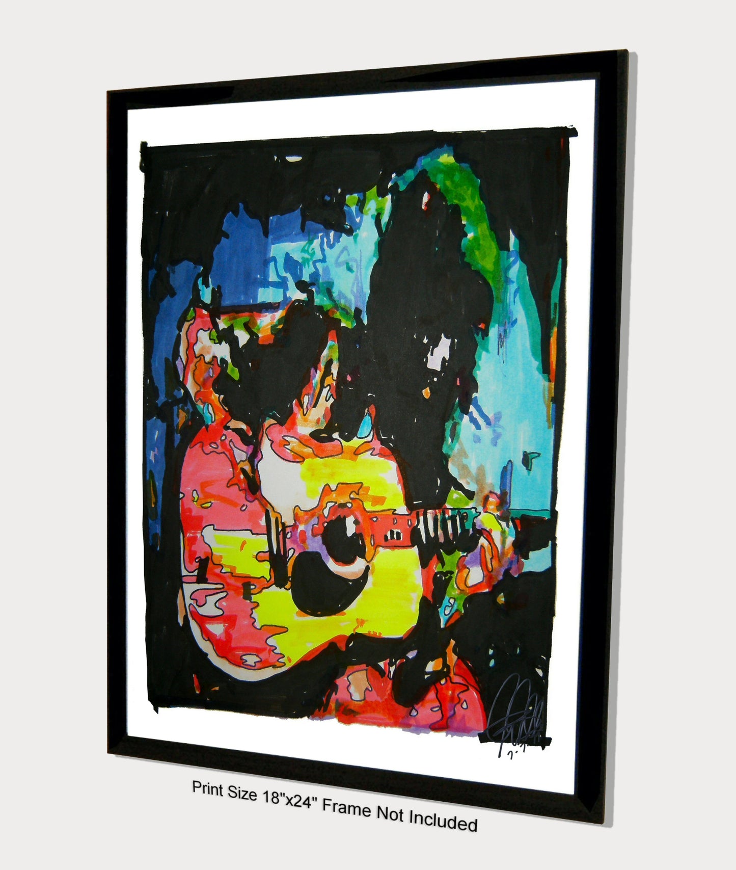 Jimmy Page Led Zeppelin Acoustic Guitar Music Poster Print Wall Art 18x24