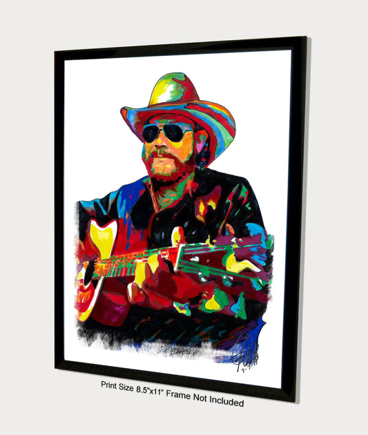Hank Williams Jr Guitar Country Music Poster Print Wall Art 8.5x11