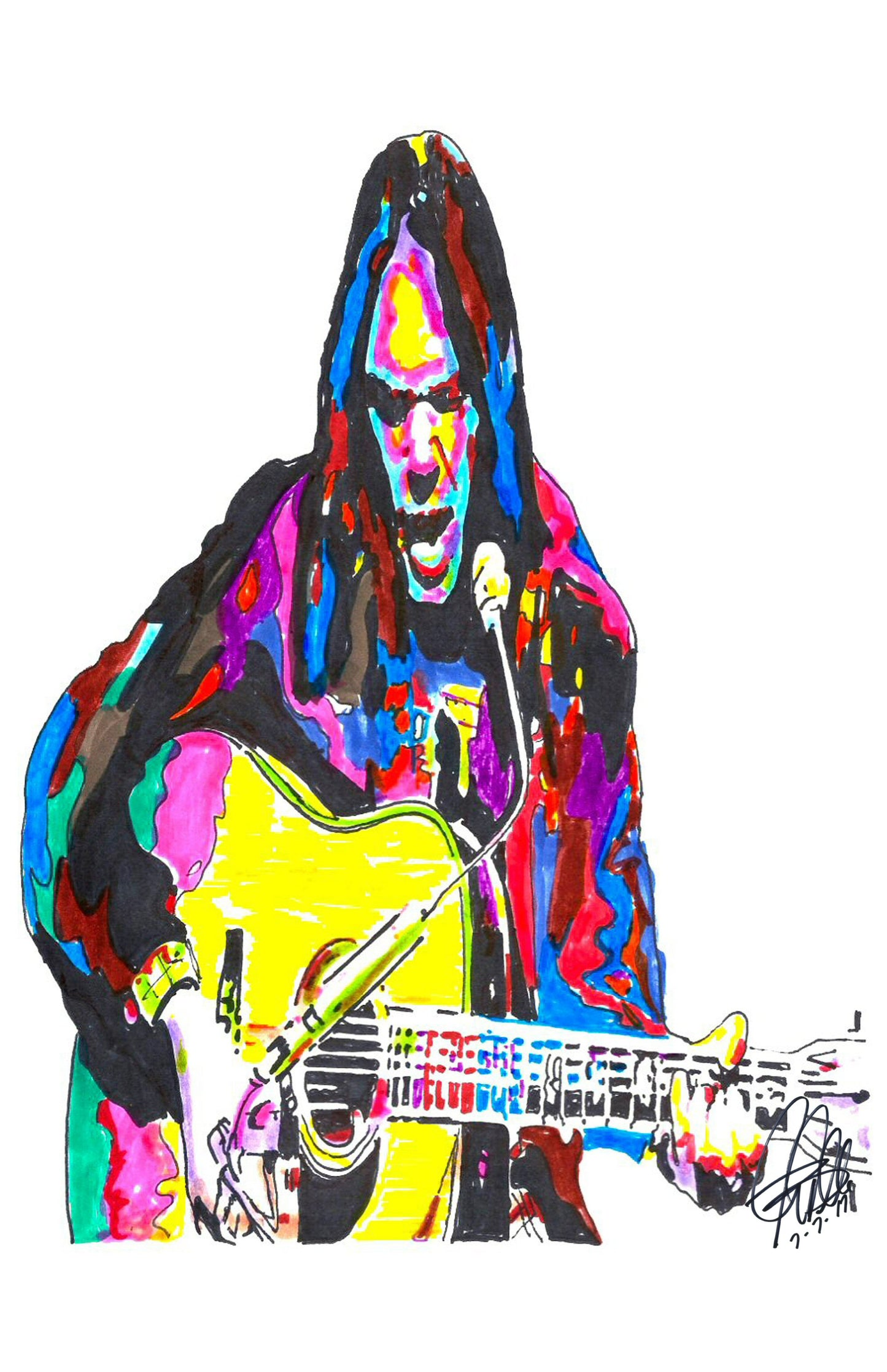 Neil Young CSNY Guitar Folk Rock Music Poster Print Wall Art 11x17