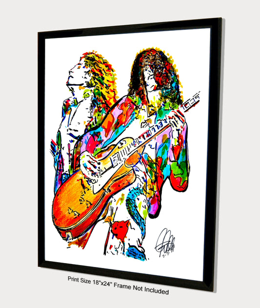 Led Zeppelin Robert Plant Jimmy Page Rock Music Poster Print Wall Art 18x24