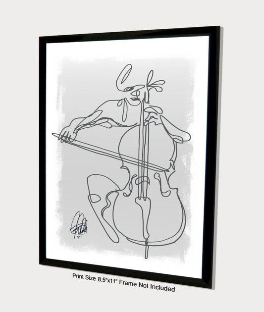 Cello Player Classical Music Poster Print Wall Art 8.5x11