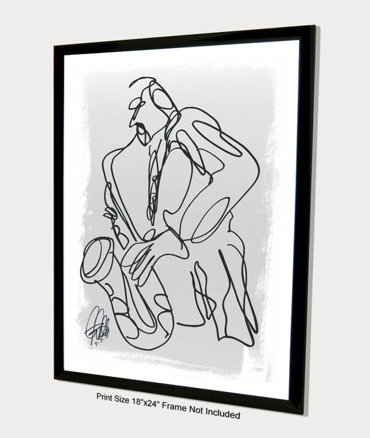 Saxophone Sax Player Music Poster Print Wall Art 18x24