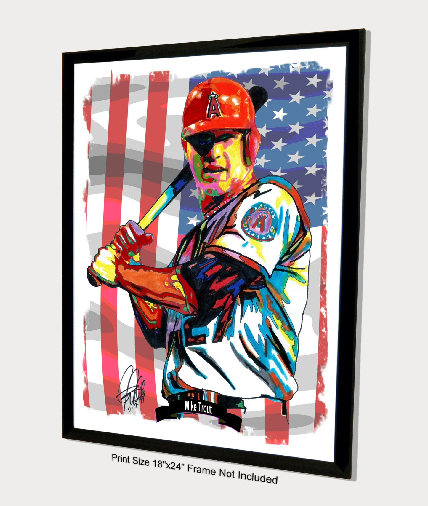 Mike Trout Los Angeles Angels Baseball MLB Poster Print Wall Art 18x24