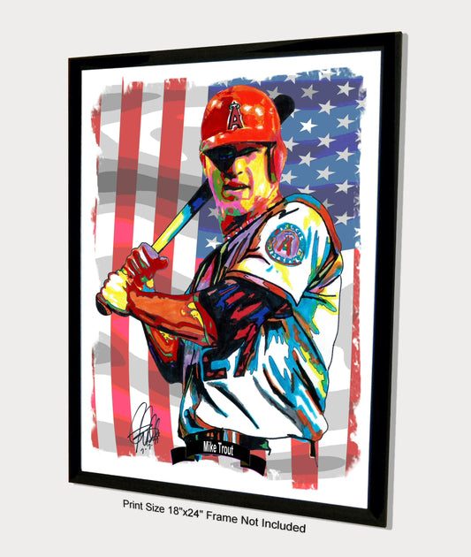 Mike Trout Los Angeles Angels Baseball MLB Poster Print Wall Art 18x24