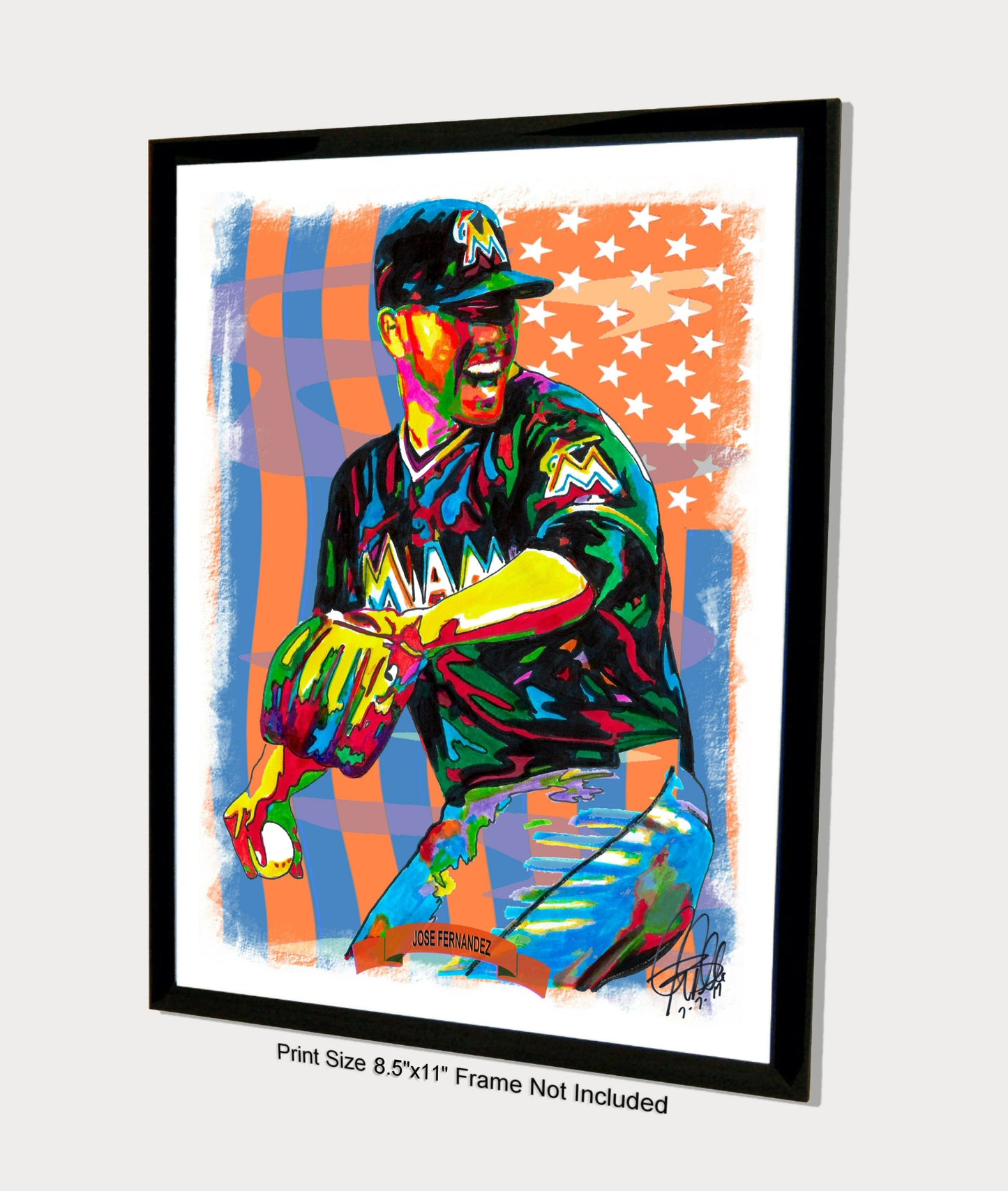 Jose Fernandez Miami Marlins Pitcher Baseball Poster Print Wall Art 8.5x11