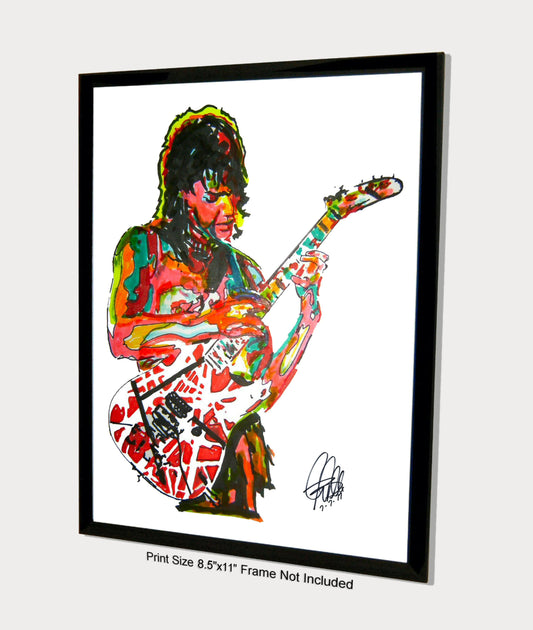 Eddie Van Halen Guitar Metal Rock Music Poster Print Wall Art 8.5x11