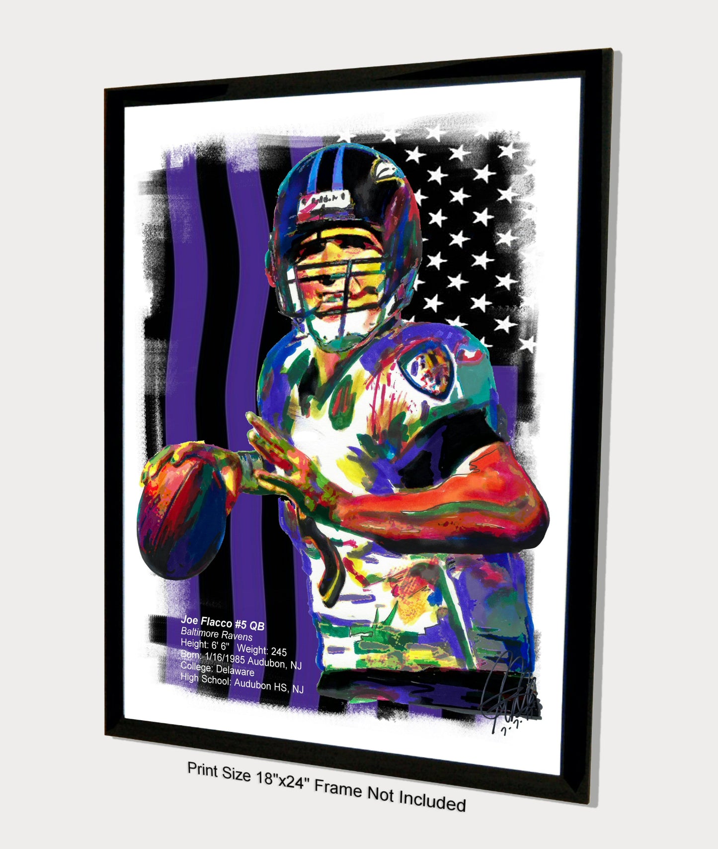 Joe Flacco Baltimore Ravens Football Sports Poster Print Wall Art 18x24