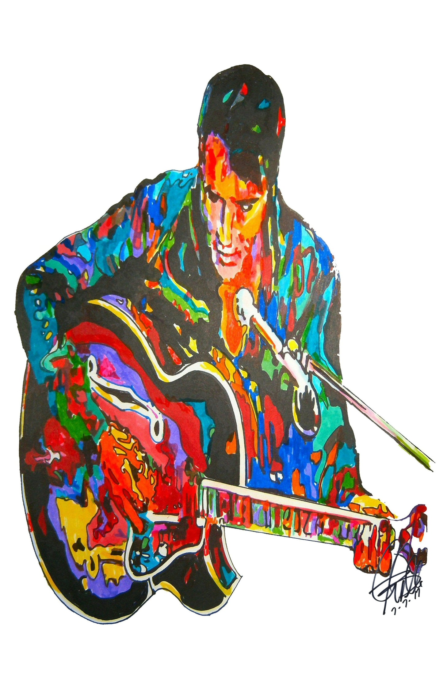 Elvis Presley Guitar Rock Music Poster Print Wall Art 11x17