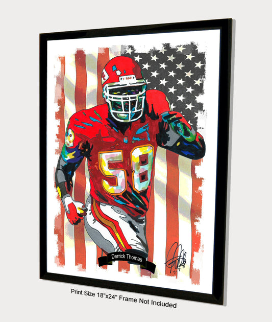 Derrick Thomas Kansas City Chiefs Football Sports Poster Print Wall Art 18x24