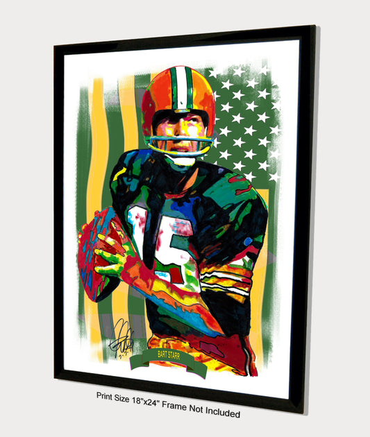 Bart Starr Green Bay Packers Football Poster Print Art 18x24