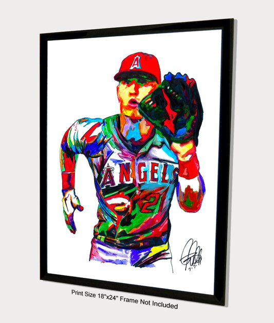 Mike Trout Los Angeles Angels Baseball Sports Poster Print Wall Art 18x24