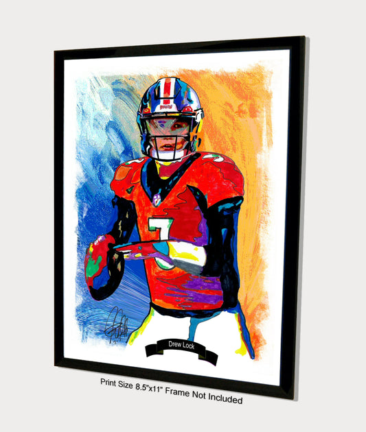 Drew Lock Denver Broncos Quarterback Football Art Poster Print 8.5x11