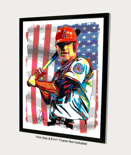 Mike Trout Los Angeles Angels Baseball MLB Poster Print Wall Art 8.5x11