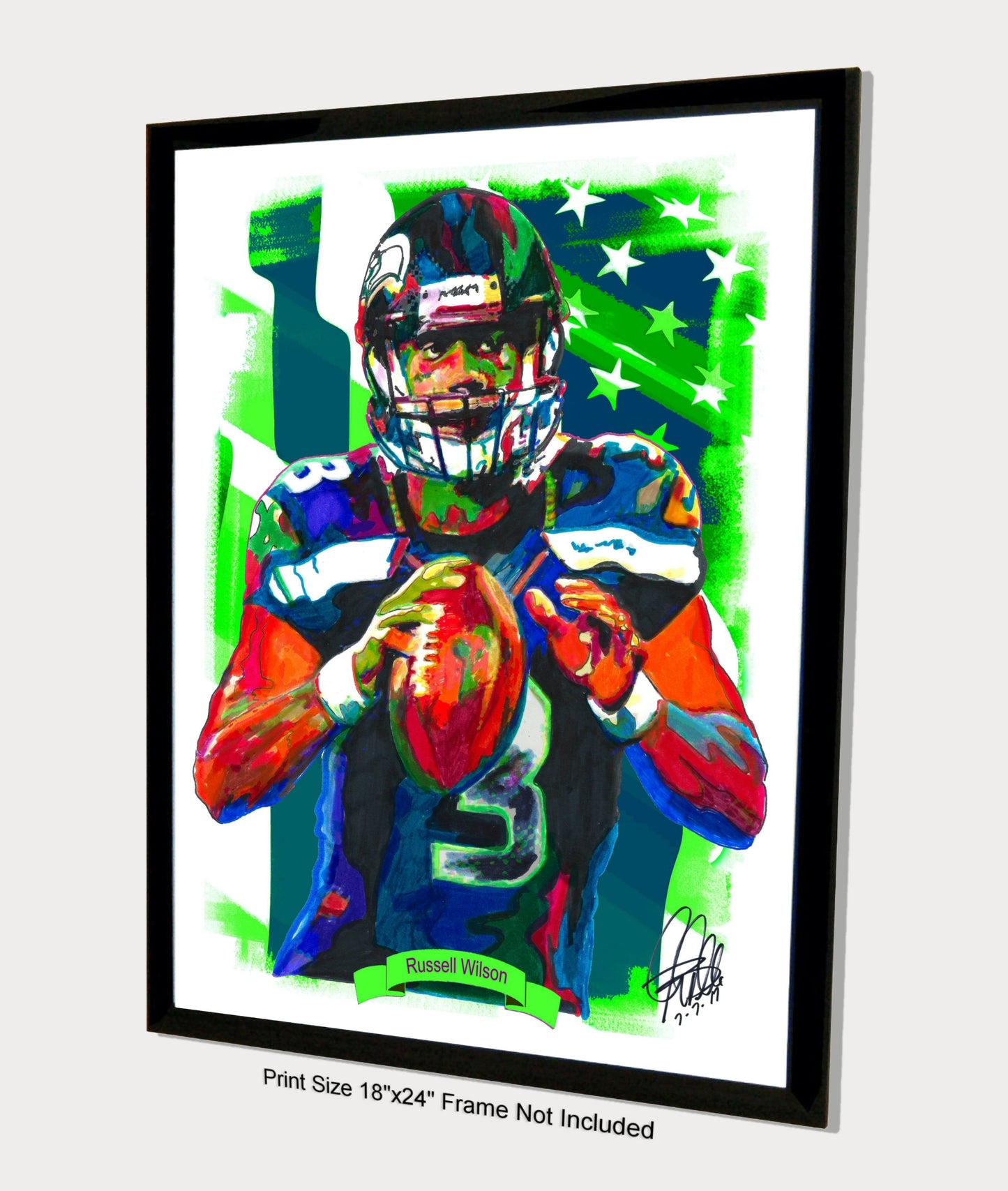 Russell Wilson Seattle Seahawks Football Poster Print Wall Art 18x24