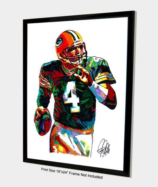 Brett Favre Green Bay Packers QB Football Sports Poster Print Art 18x24