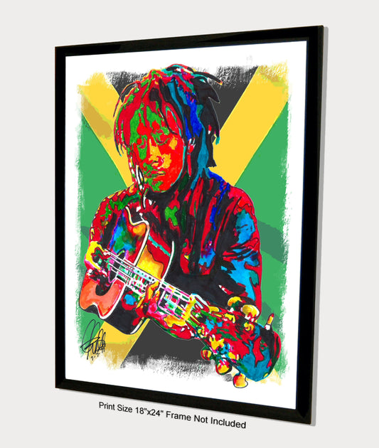 Bob Marley The Wailers Guitar Reggae Music Poster Print Wall Art 18x24