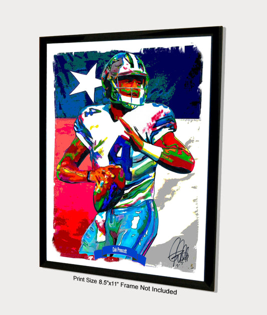 Dak Prescott Dallas Cowboys Quarterback Football Sports Poster Print Art 8.5x11