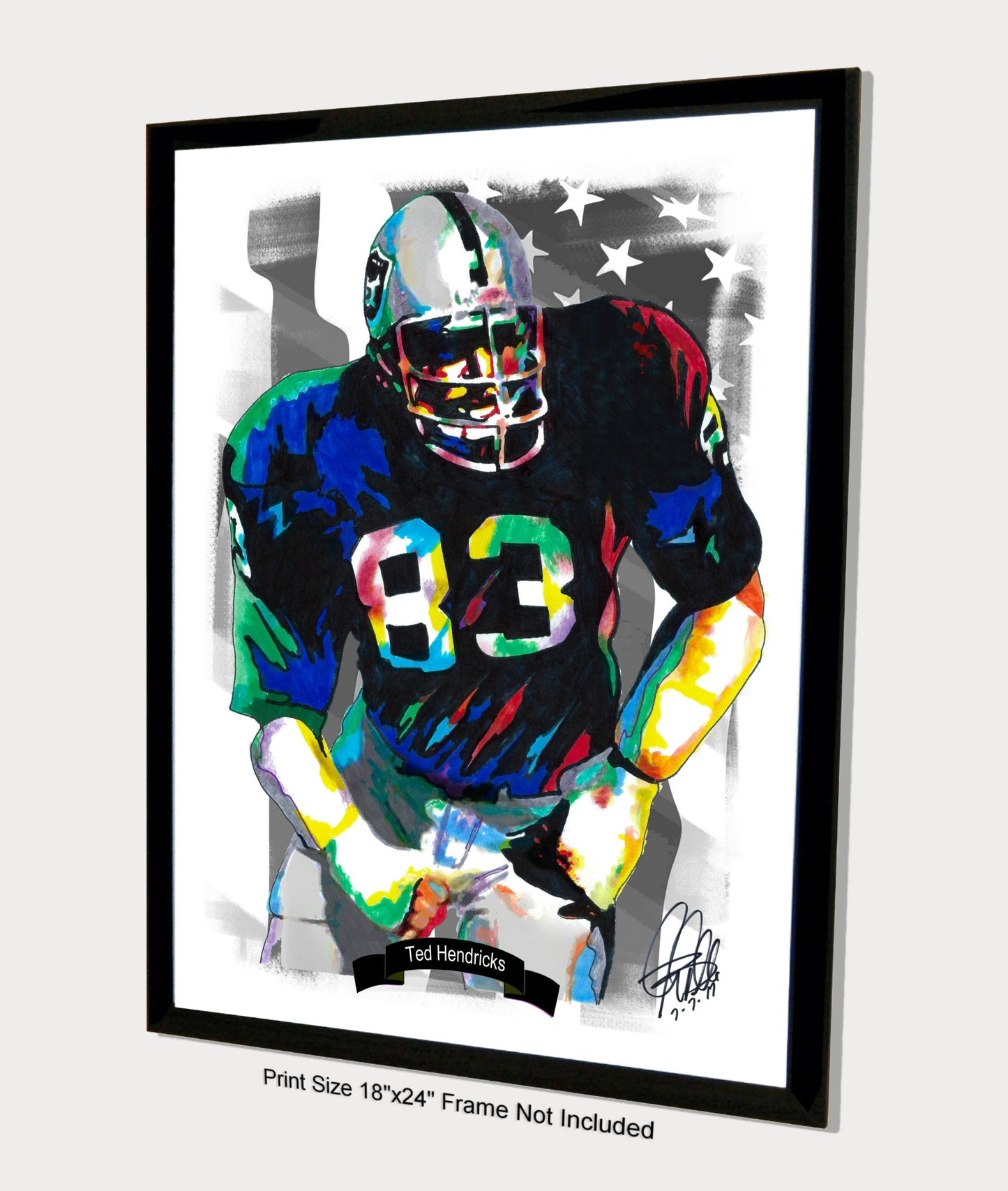 Ted Hendricks Raiders Mad Stork Football Sports Poster Print Wall Art 18x24