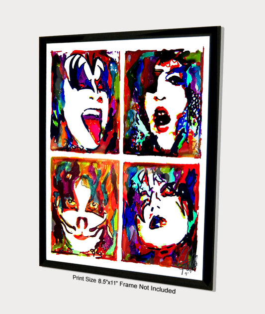 Kiss Paul Gene Ace Peter Hard Rock Music Print Poster Wall Art 8.5x11