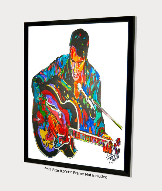 Elvis Presley Guitar Rock Music Poster Print Wall Art 8.5x11