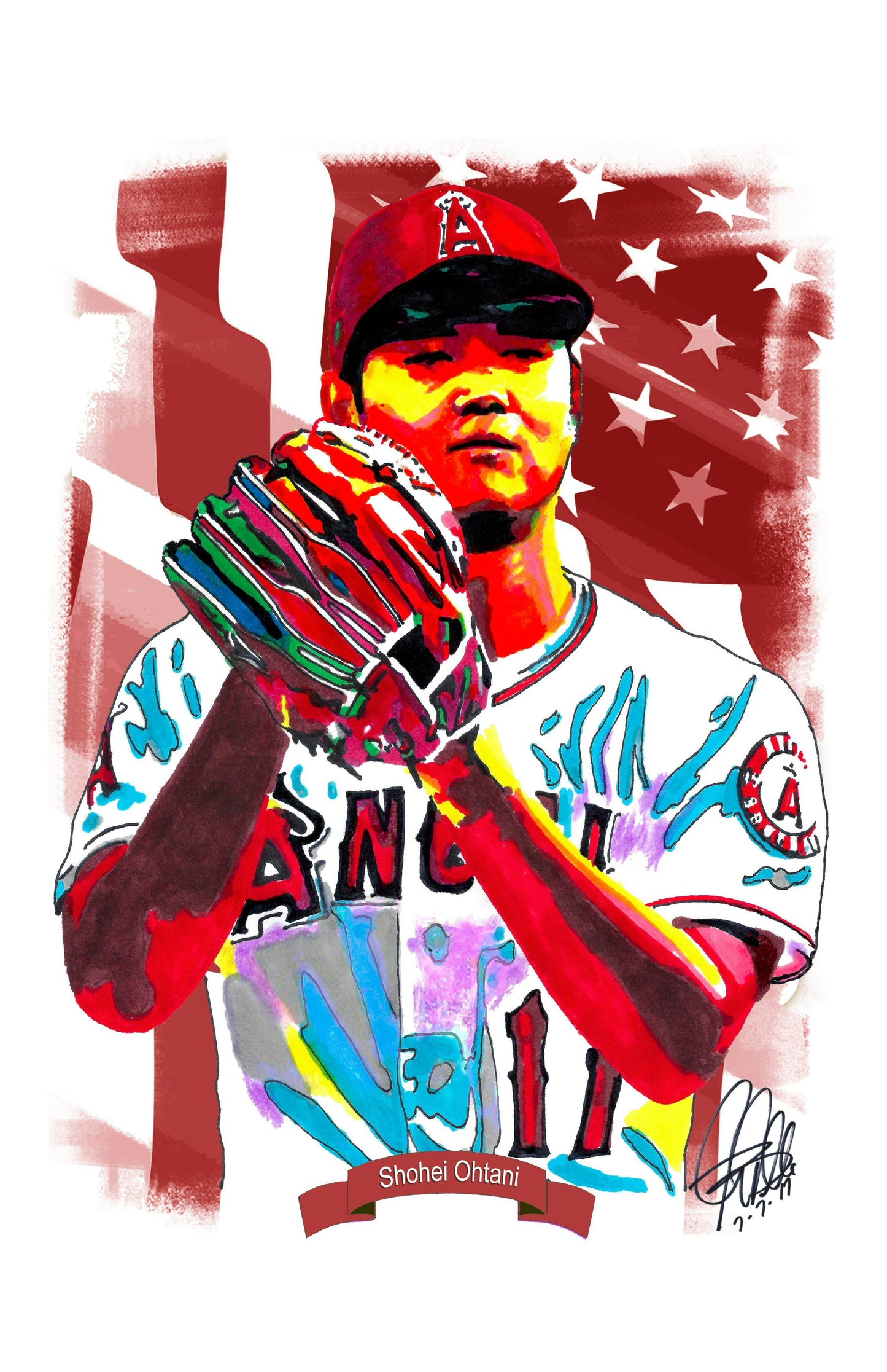 Shohei Ohtani Los Angeles Angels Baseball Sports Poster Print Wall Art 11x17