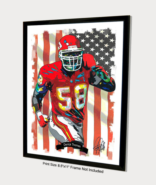 Derrick Thomas Kansas City Chiefs Football Sports Poster Print Wall Art 8.5x11