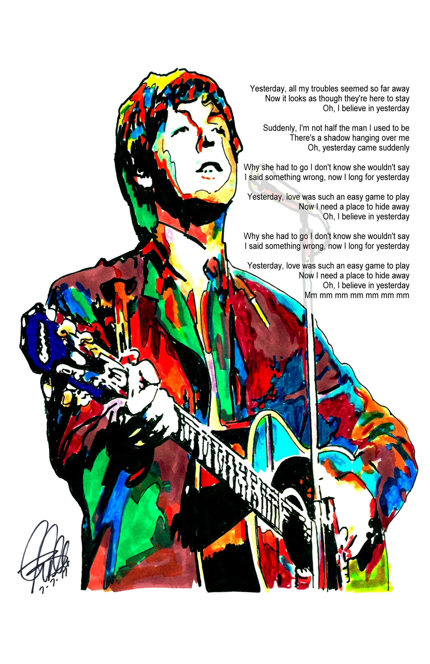 Paul McCartney The Beatles Yesterday Rock Music Poster Print Wall Art 11x17