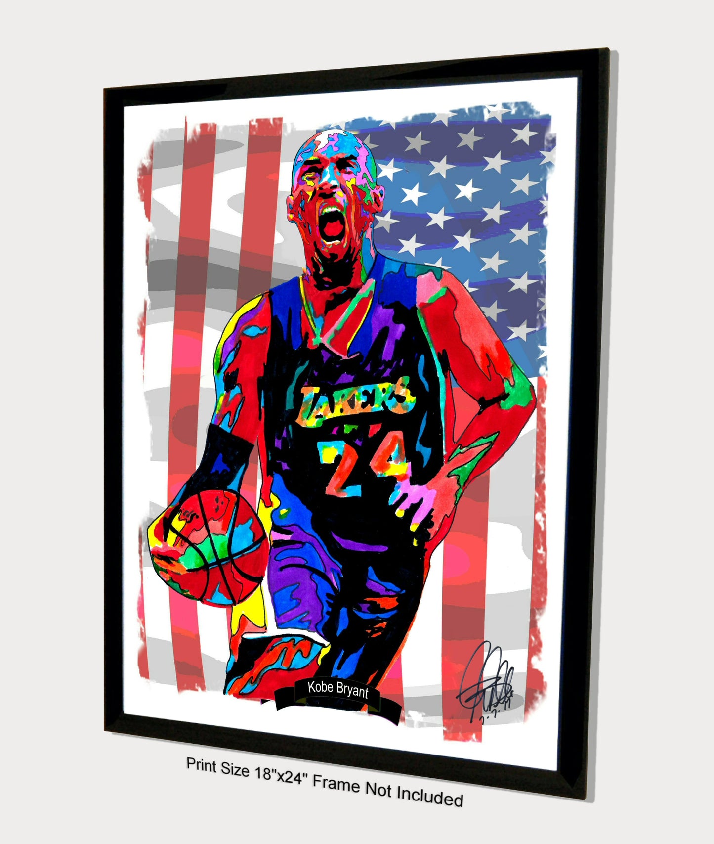 Kobe Bryant Los Angeles Lakers Basketball Poster Print Wall Art 18x24