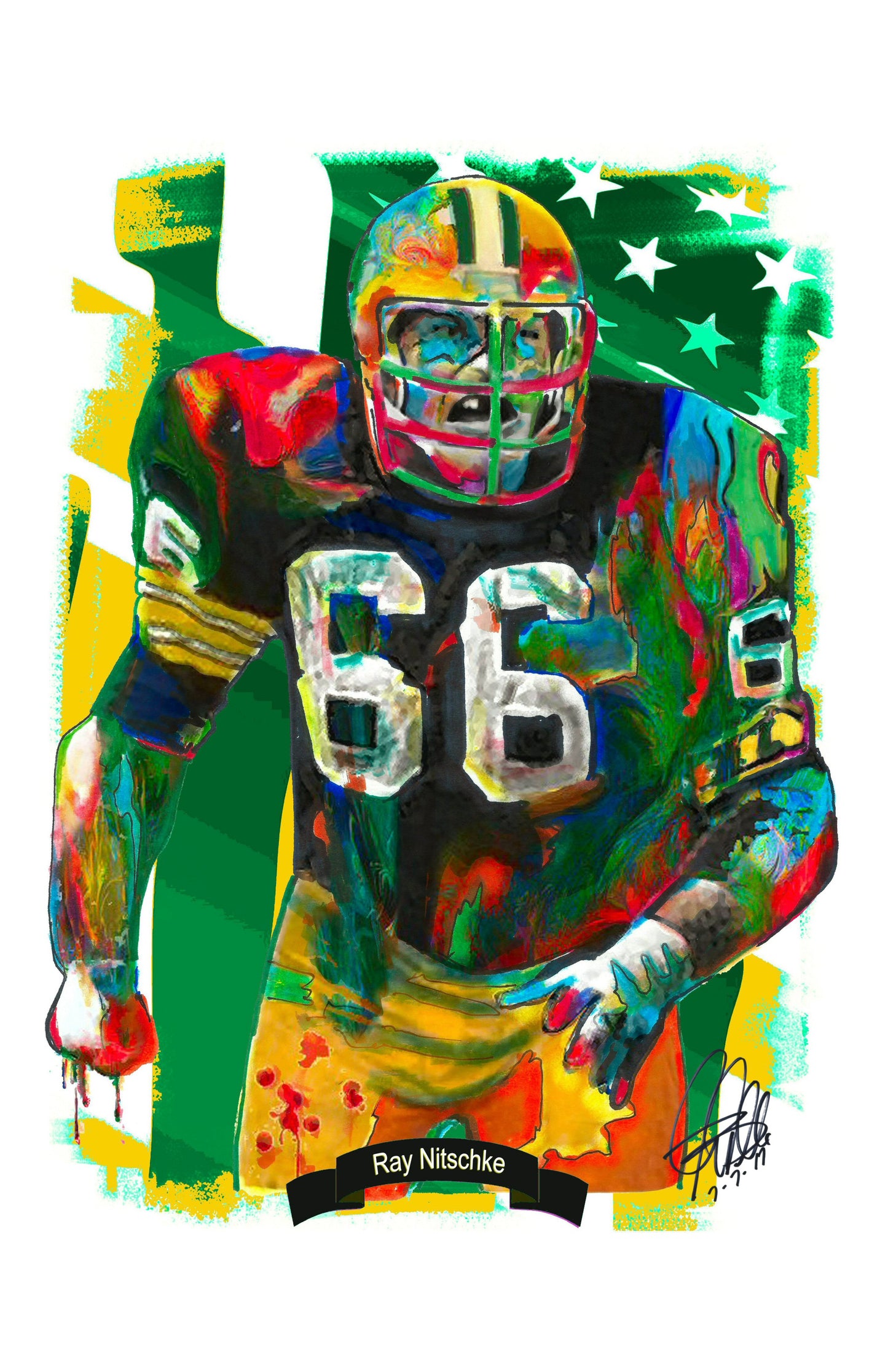 Ray Nitschke Green Bay Packers Football Sports Poster Print Wall Art 11x17