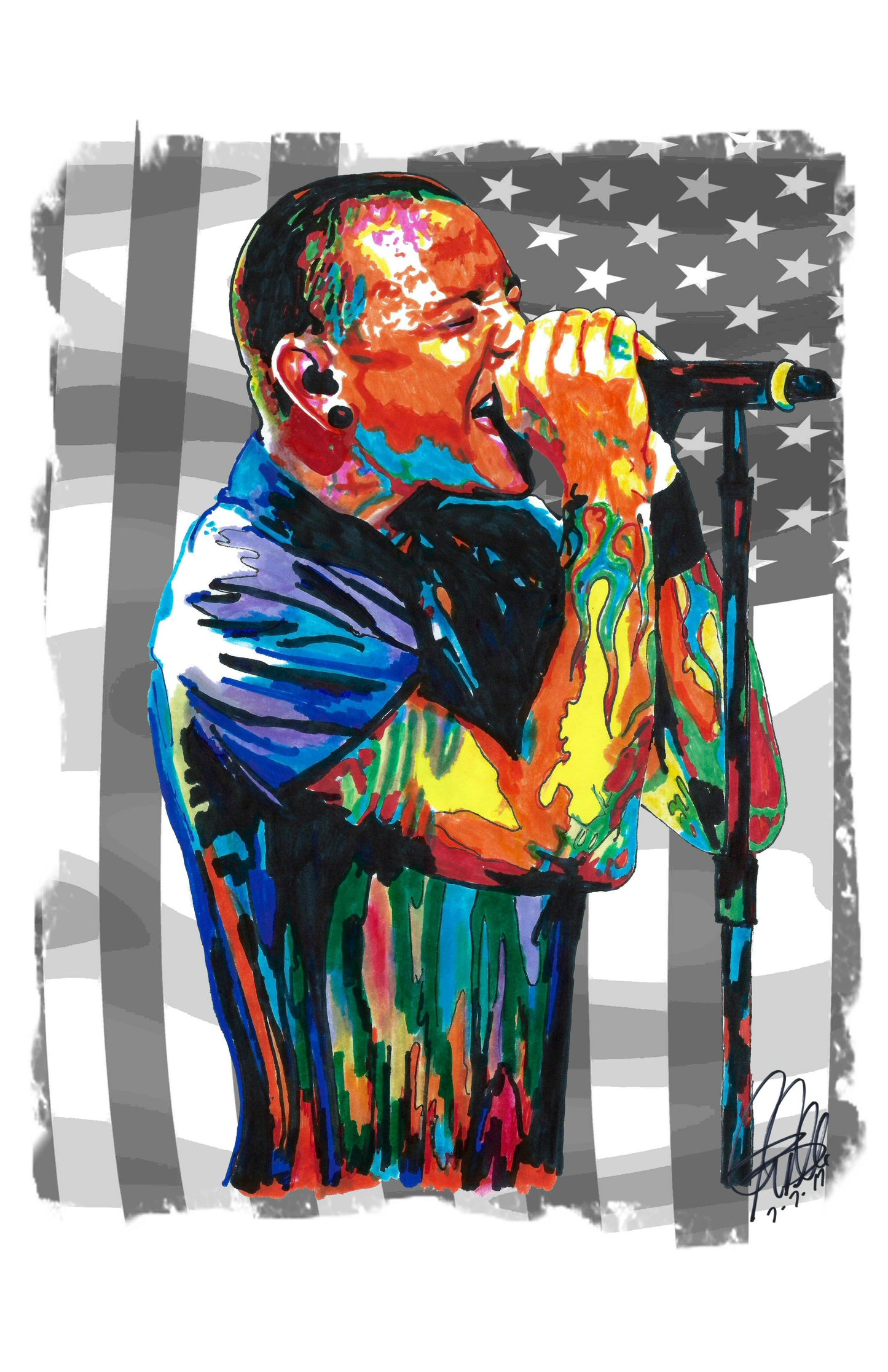 Chester Bennington Linkin Park Singer Rock Music Poster Print Wall Art 11x17