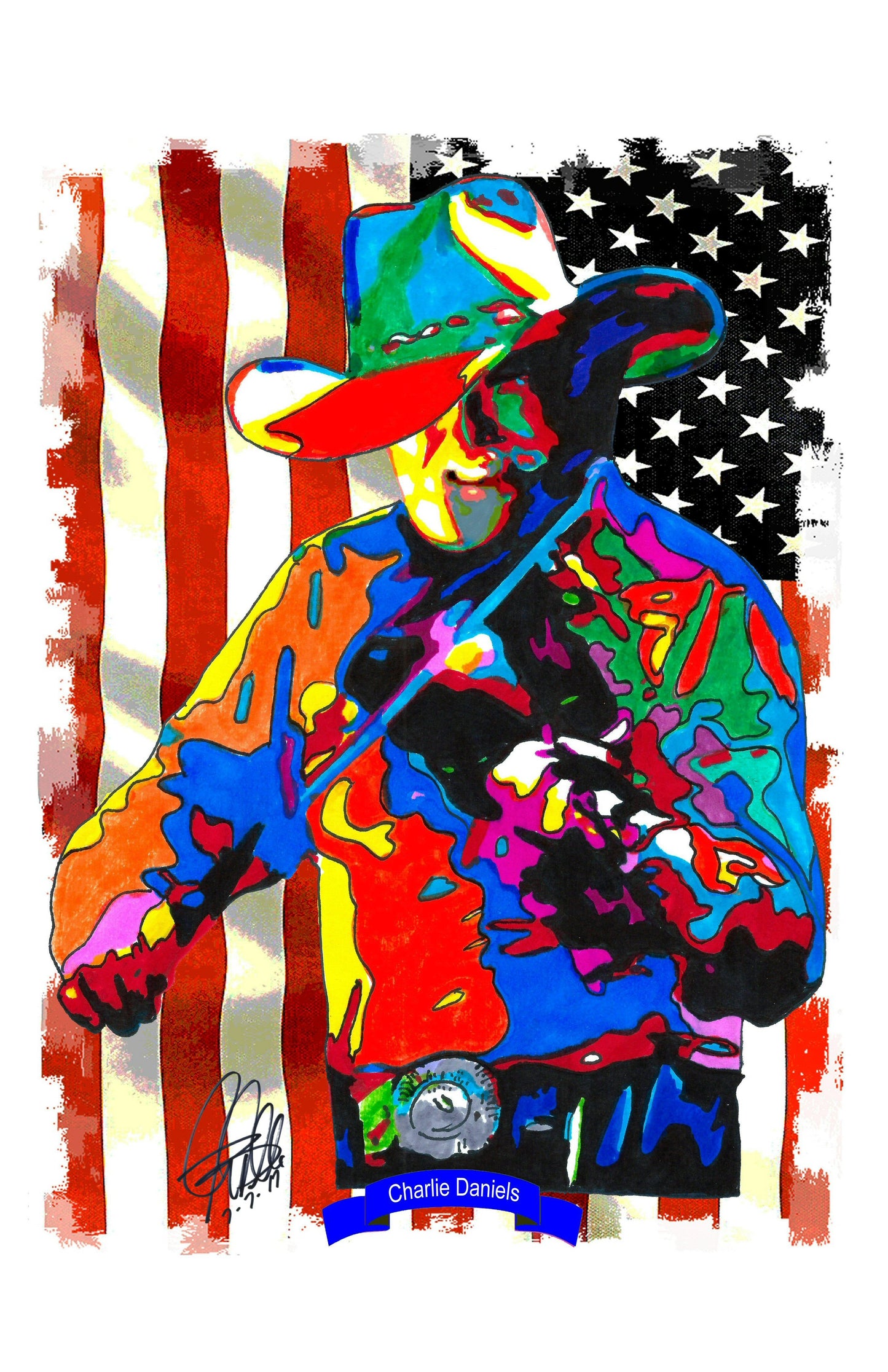 Charlie Daniels Singer Fiddle Country Rock Music Poster Print Wall Art 11x17