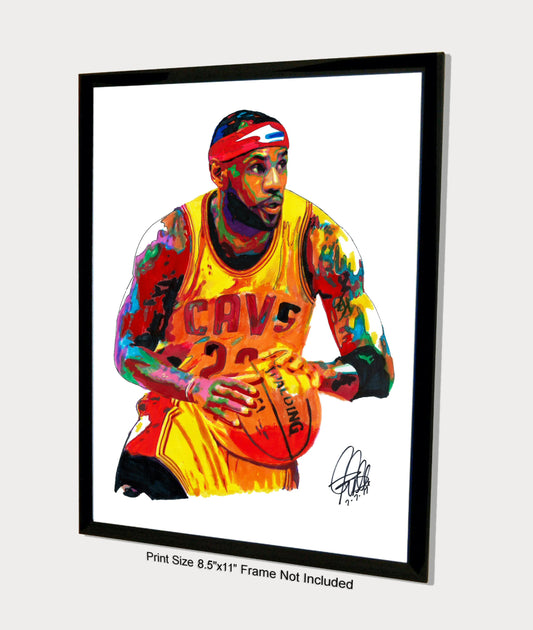 LeBron James Cleveland Cavaliers Sports Basketball Poster Print Wall Art 8.5x11