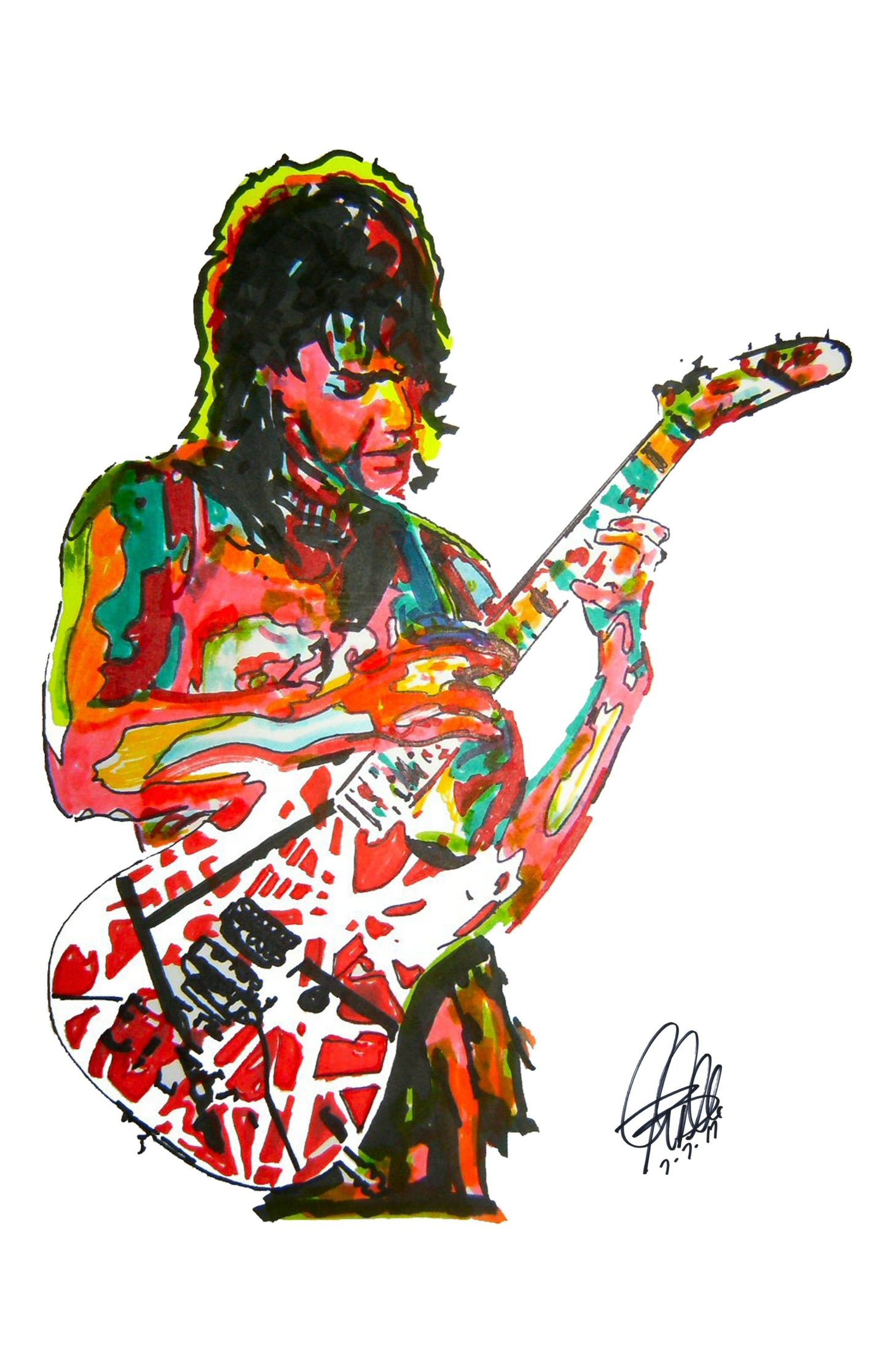 Eddie Van Halen Guitar Metal Rock Music Poster Print Wall Art 11x17