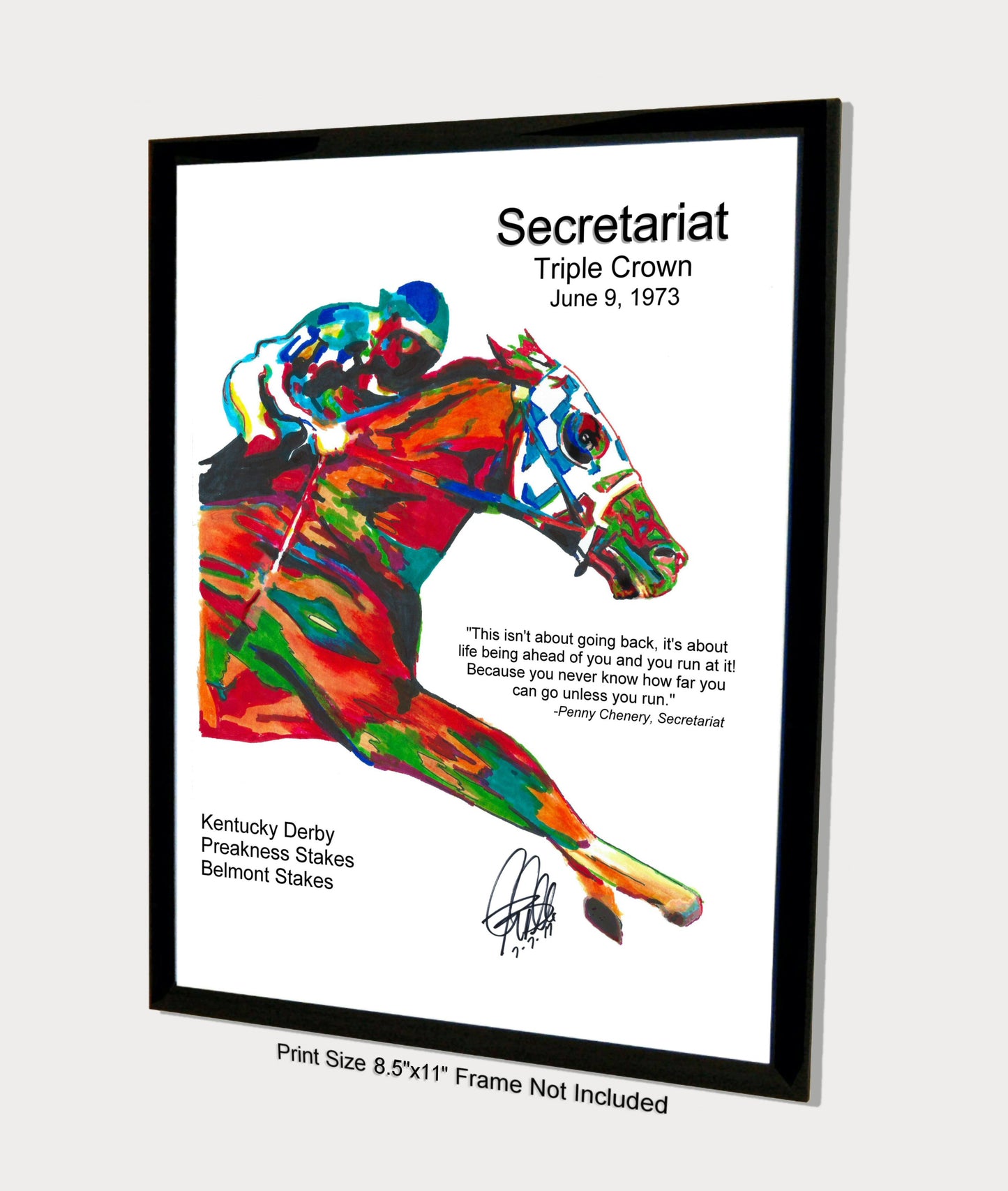 Secretariat Triple Crown Big Red Horse Racing Poster Print Wall Art 8.5x11