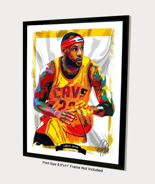 LeBron James Cleveland Cavaliers Basketball Poster Print Wall Art 8.5x11