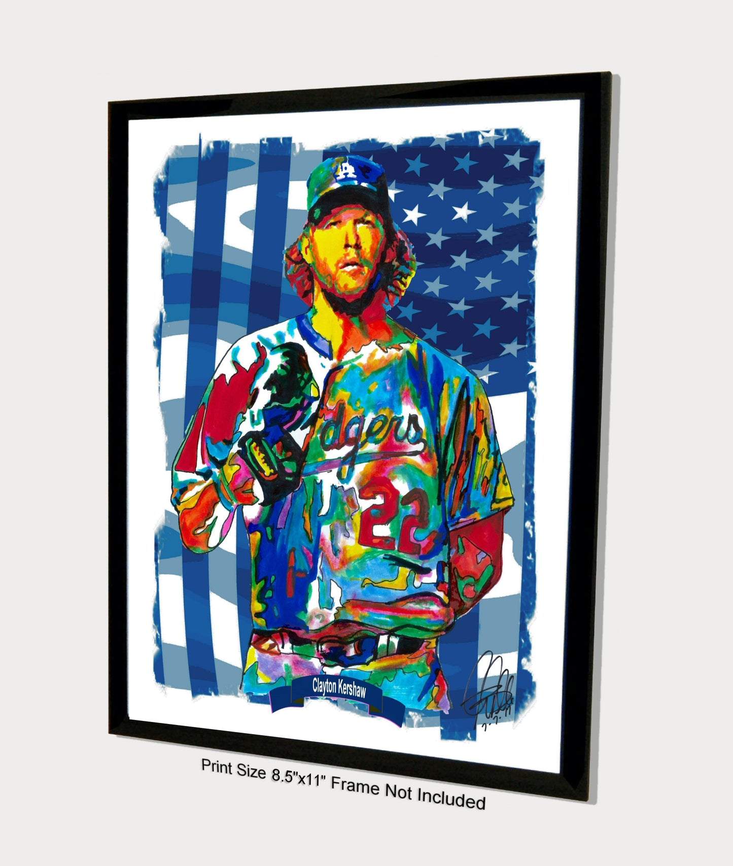 Clayton Kershaw Los Angeles Dodgers Baseball Poster Print Wall Art 8.5x11